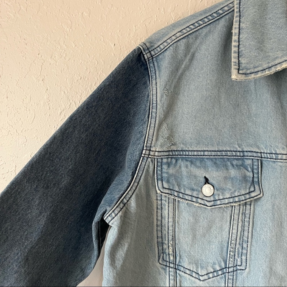 NEW Free People Denim Jacket Raw Edge Front S - Picture 4 of 15